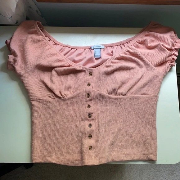 Revamped Tops - Pink Button Top
